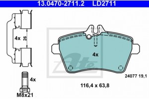 Ate Σετ τακάκια, Δισκόφρενα - 13.0470-2711.2