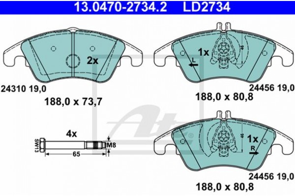 Ate Σετ τακάκια, Δισκόφρενα - 13.0470-2734.2