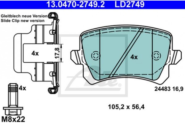 Ate Σετ τακάκια, Δισκόφρενα - 13.0470-2749.2