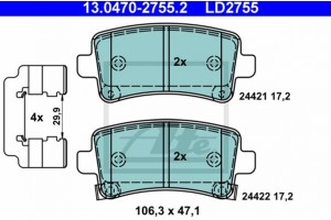 Ate Σετ τακάκια, Δισκόφρενα - 13.0470-2755.2