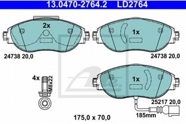 Ate Σετ τακάκια, Δισκόφρενα - 13.0470-2764.2