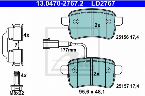 Ate Σετ τακάκια, Δισκόφρενα - 13.0470-2767.2