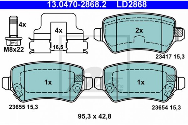 Ate Σετ τακάκια, Δισκόφρενα - 13.0470-2868.2