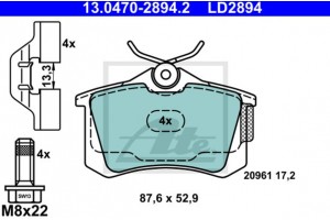 Ate Σετ τακάκια, Δισκόφρενα - 13.0470-2894.2