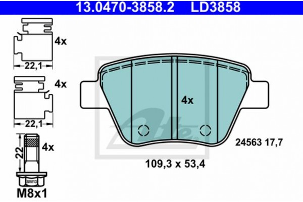 Ate Σετ τακάκια, Δισκόφρενα - 13.0470-3858.2