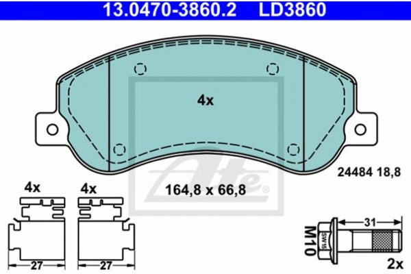 Ate Σετ τακάκια, Δισκόφρενα - 13.0470-3860.2