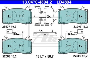 Ate Σετ τακάκια, Δισκόφρενα - 13.0470-4894.2