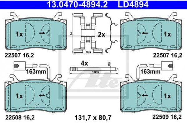 Ate Σετ τακάκια, Δισκόφρενα - 13.0470-4894.2