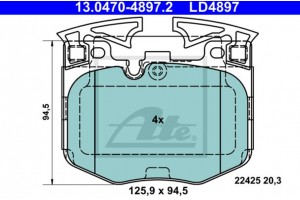 Ate Σετ τακάκια, Δισκόφρενα - 13.0470-4897.2