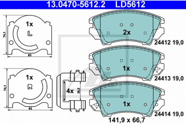 Ate Σετ τακάκια, Δισκόφρενα - 13.0470-5612.2