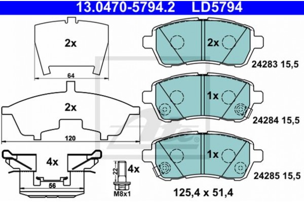 Ate Σετ τακάκια, Δισκόφρενα - 13.0470-5794.2