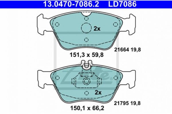 Ate Σετ τακάκια, Δισκόφρενα - 13.0470-7086.2