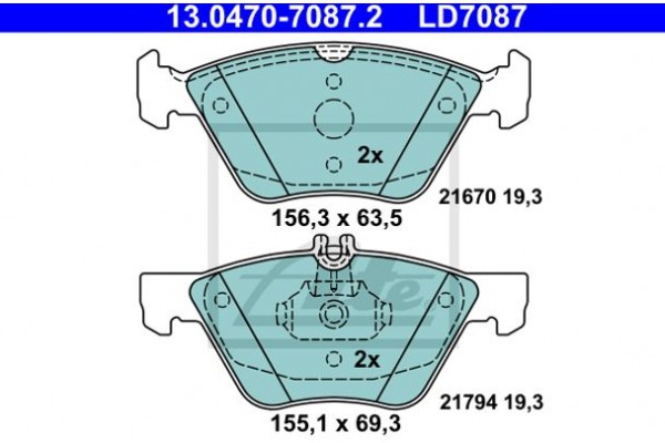 Ate Σετ τακάκια, Δισκόφρενα - 13.0470-7087.2