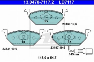 Ate Σετ τακάκια, Δισκόφρενα - 13.0470-7117.2