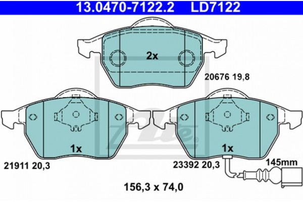 Ate Σετ τακάκια, Δισκόφρενα - 13.0470-7122.2