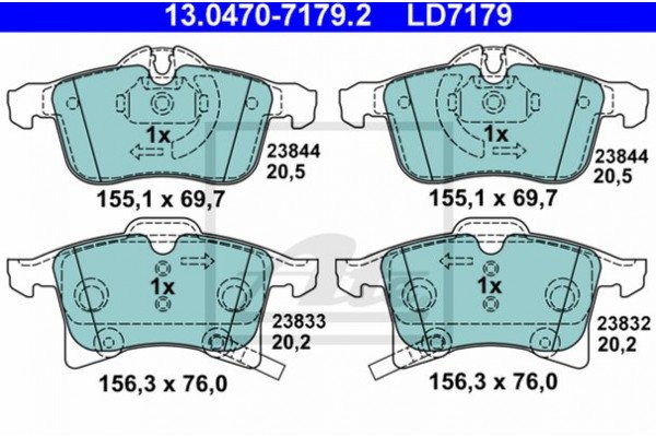 Ate Σετ τακάκια, Δισκόφρενα - 13.0470-7179.2