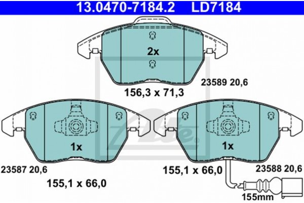 Ate Σετ τακάκια, Δισκόφρενα - 13.0470-7184.2