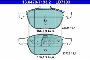 Ate Σετ τακάκια, Δισκόφρενα - 13.0470-7193.2