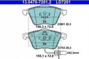 Ate Σετ τακάκια, Δισκόφρενα - 13.0470-7201.2
