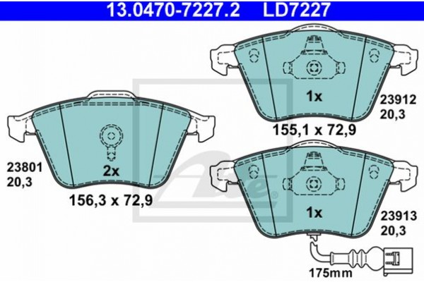 Ate Σετ τακάκια, Δισκόφρενα - 13.0470-7227.2