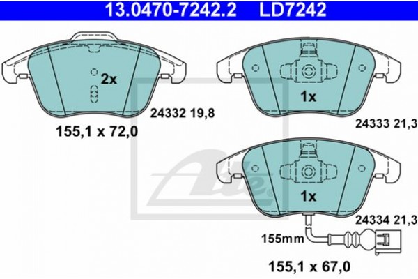 Ate Σετ τακάκια, Δισκόφρενα - 13.0470-7242.2