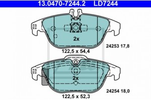 Ate Σετ τακάκια, Δισκόφρενα - 13.0470-7244.2