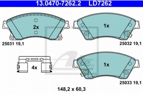 Ate Σετ τακάκια, Δισκόφρενα - 13.0470-7262.2