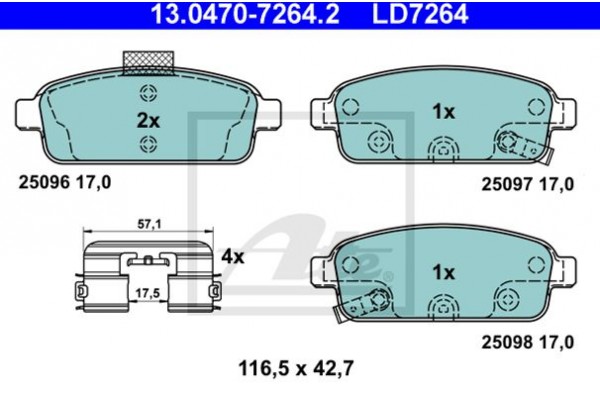 Ate Σετ τακάκια, Δισκόφρενα - 13.0470-7264.2