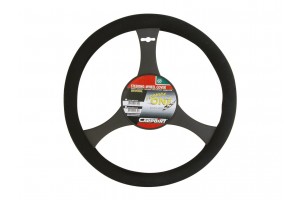 Carpoint Κάλυμμα Τιμονιού Αυτοκινήτου Συνθετικό Ύφασμα Για Τιμόνια Διαμέτρου 35-37cm Μαύρο (2561501)