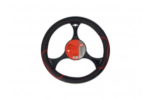 Carpoint Κάλυμμα Τιμονιού Από Δερματίνη (breathable Pu leather) Για Τιμόνια Διαμέτρου 37-39cm Μαύρο Με Κόκκινη Ραφή (2561505)