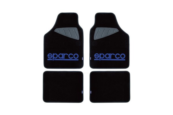 Μοκέτα Μαύρη Με Μπλε Logo 4τμχ Sparco