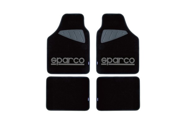 Μοκέτα Μαύρη Με Γκρι Logo 4τμχ Sparco