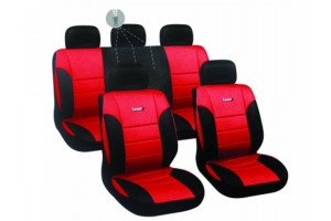 Σετ Καλυμματα Luxury Δερματινη Μαυρο - Κοκκινο 9ΤΕΜ
