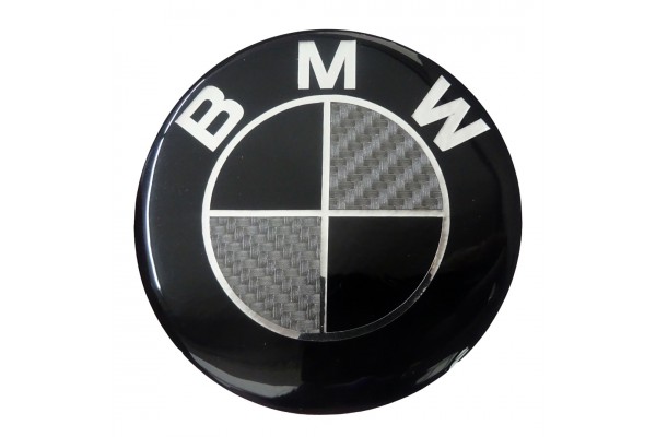 BMW Αυτοκολλητο Σημα Καπω 7,9 cm CARBON/ΜΑΥΡΟ/ΧΡΩΜΙΟ Με Επικαλυψη Εποξειδικης Ρυτινης - 1 ΤΕΜ.
