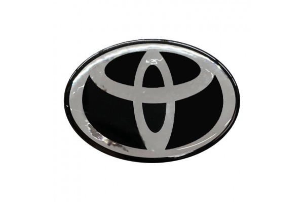 Toyota Αυτοκολλητο Σημα Τιμονιου Οβαλ ΜΑΥΡΟ/ΧΡΩΜΙΟ Σμαλτου 6,5 Χ 4,5cm - 1 ΤΕΜ.