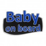 Baby ON Board Αυτοκολλητο Εξωτερικης Χρησης 13,1 Χ 8,3cm ΜΠΛΕ/ΜΑΥΡΟ/ΧΡΩΜΙΟ Με Επικαλυψη Εποξειδικης Ρυτινης (ΥΓΡΟ ΓΥΑΛΙ) - 1 ΤΕΜ.