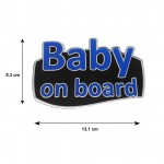Baby ON Board Αυτοκολλητο Εξωτερικης Χρησης 13,1 Χ 8,3cm ΜΠΛΕ/ΜΑΥΡΟ/ΧΡΩΜΙΟ Με Επικαλυψη Εποξειδικης Ρυτινης (ΥΓΡΟ ΓΥΑΛΙ) - 1 ΤΕΜ.