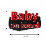 Baby ON Board Αυτοκολλητο Εξωτερικης Χρησης 18,7 Χ 11,9 cm ΚΟΚΚΙΝΟ/ΜΑΥΡΟ/ΧΡΩΜΙΟ Με Επικαλυψη Εποξειδικης Ρυτινης (ΥΓΡΟ ΓΥΑΛΙ) - 1 ΤΕΜ.