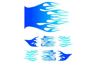 Lampa Αυτοκόλλητα Αυτοκινήτου Type 1 Φλόγες 45.7 x 65.3cm σε Μπλε Χρώμα 7τμχ