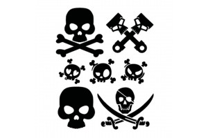 Αυτοκολλητα Νεκροκεφαλες Skulls (ΦΥΛΛΟ 12 Χ 10 cm) - 7 ΤΕΜ.