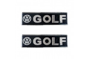 Race Axion Vw Golf Σήματα για Πατάκια Εποξειδικής Ρητίνης Βιδωτά Μαύρο/Χρώμιο 10x3cm 2τμχ