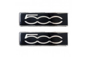 Race Axion Fiat 500 Σήματα για Πατάκια Εποξειδικής Ρητίνης Βιδωτά Μαύρο/Χρώμιο 10x3cm 2τμχ