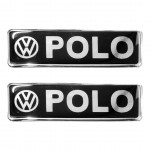 Race Axion Wv Polo Σήματα για Πατάκια Εποξειδικής Ρητίνης Βιδωτά Μαύρο/Χρώμιο 10x3cm 2τμχ