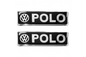 Race Axion Wv Polo Σήματα για Πατάκια Εποξειδικής Ρητίνης Βιδωτά Μαύρο/Χρώμιο 10x3cm 2τμχ