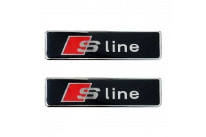 Race Axion S-Line Σήματα για Πατάκια Εποξειδικής Ρητίνης Βιδωτά Μαύρο/Κόκκινο/Χρώμιο 10x3cm 2τμχ