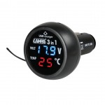 Βολτομετρο Μπαταριας SMART-PLUG  3 in 1 12/24V 2,1A (ΜΕ Θερμομετρο & Θυρα USB)