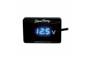 Βολτομετρο Μπαταριας Ψηφιακο 12/24V 50X35 Mm Με Φις Αναπτηρα (ΜΑΥΡΟ Με Μπλε LED)