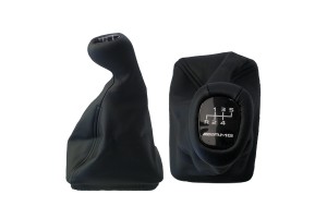 Americat Πόμολο Ταχυτήτων με Φούσκα Δερματίνη Μαρκέ για Mercedes E-Class W210 1995+ Εκδοση AMG Μαύρο