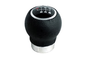 Simoni Racing Rev Πόμολο Ταχυτήτων Δερμάτινο με τρία Αυτοκόλλητα Ένδειξης Ταχυτήτων Χρώμιο Μαύρο