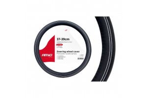 AMiO Κάλυμμα Τιμονιού Μαύρο/Λευκή Ραφή 37cm / 39cm